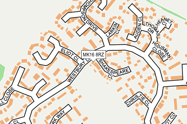 MK16 8RZ map - OS OpenMap – Local (Ordnance Survey)