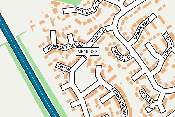 MK16 8SG map - OS OpenMap – Local (Ordnance Survey)