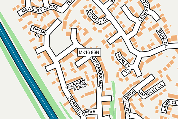 MK16 8SN map - OS OpenMap – Local (Ordnance Survey)