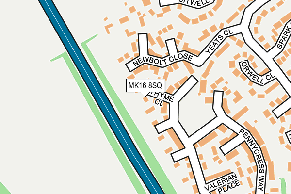 MK16 8SQ map - OS OpenMap – Local (Ordnance Survey)