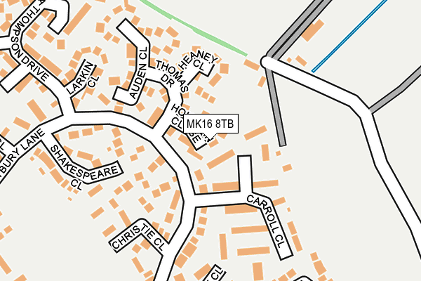 MK16 8TB map - OS OpenMap – Local (Ordnance Survey)