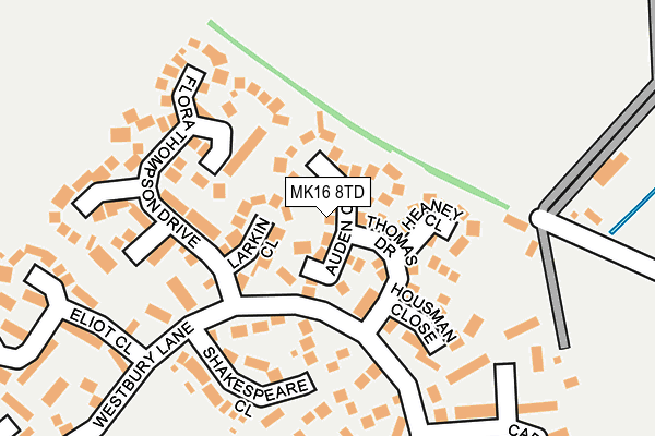 MK16 8TD map - OS OpenMap – Local (Ordnance Survey)