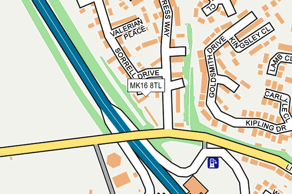 MK16 8TL map - OS OpenMap – Local (Ordnance Survey)