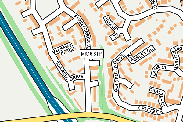 MK16 8TP map - OS OpenMap – Local (Ordnance Survey)