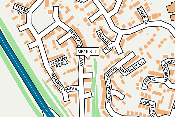 MK16 8TT map - OS OpenMap – Local (Ordnance Survey)