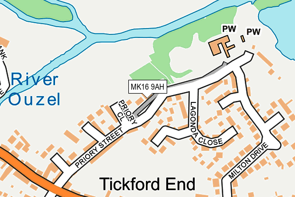 MK16 9AH map - OS OpenMap – Local (Ordnance Survey)