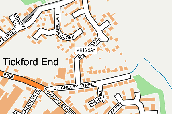 MK16 9AY map - OS OpenMap – Local (Ordnance Survey)