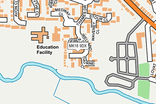 MK16 9DX map - OS OpenMap – Local (Ordnance Survey)