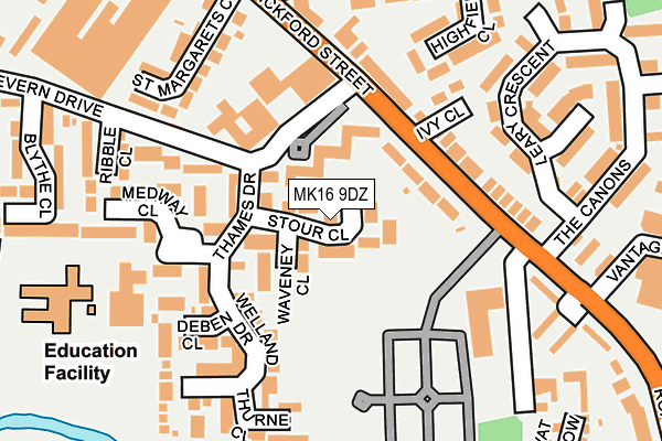 MK16 9DZ map - OS OpenMap – Local (Ordnance Survey)