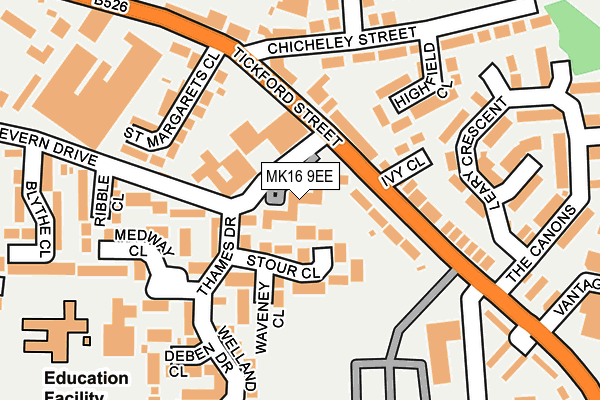 MK16 9EE map - OS OpenMap – Local (Ordnance Survey)