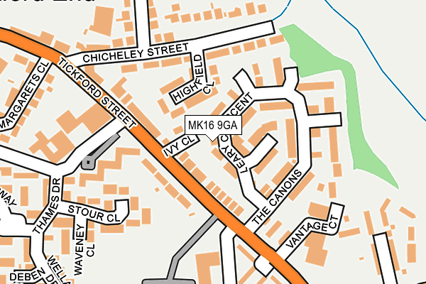 MK16 9GA map - OS OpenMap – Local (Ordnance Survey)