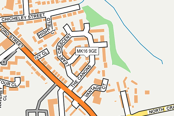 MK16 9GE map - OS OpenMap – Local (Ordnance Survey)