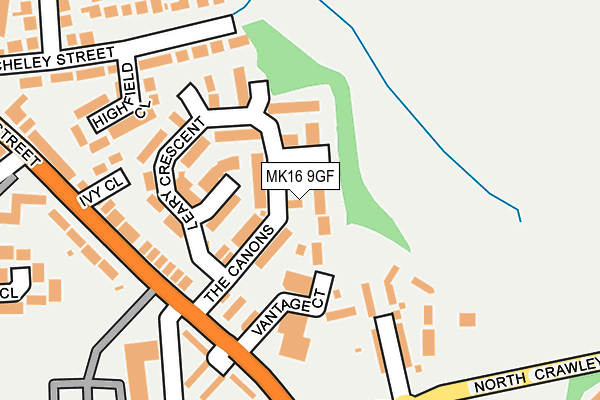 MK16 9GF map - OS OpenMap – Local (Ordnance Survey)