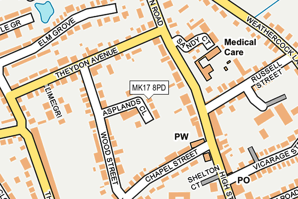 MK17 8PD map - OS OpenMap – Local (Ordnance Survey)