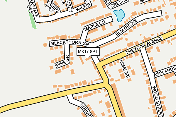 MK17 8PT map - OS OpenMap – Local (Ordnance Survey)