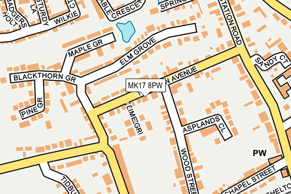 MK17 8PW map - OS OpenMap – Local (Ordnance Survey)