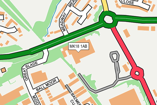 MK18 1AB map - OS OpenMap – Local (Ordnance Survey)