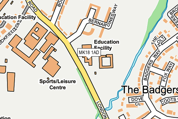 MK18 1AD map - OS OpenMap – Local (Ordnance Survey)