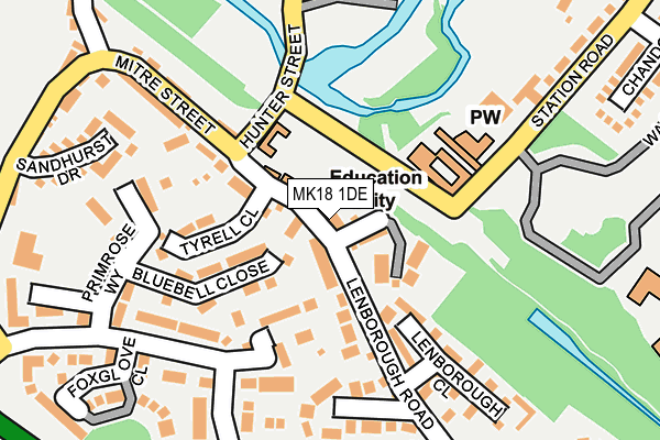 MK18 1DE map - OS OpenMap – Local (Ordnance Survey)