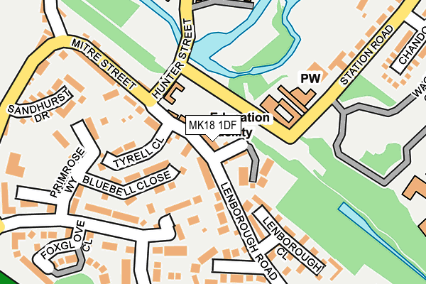 MK18 1DF map - OS OpenMap – Local (Ordnance Survey)