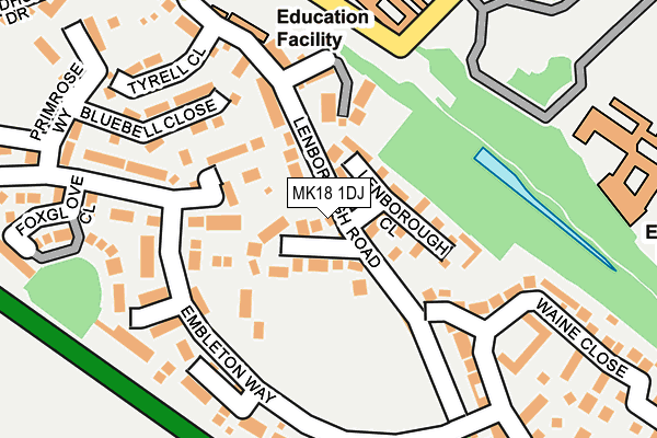 MK18 1DJ map - OS OpenMap – Local (Ordnance Survey)