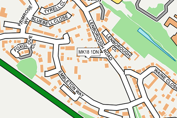 MK18 1DN map - OS OpenMap – Local (Ordnance Survey)