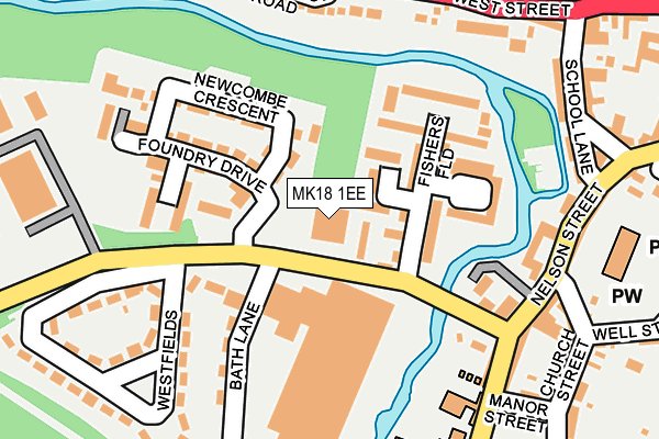 MK18 1EE map - OS OpenMap – Local (Ordnance Survey)