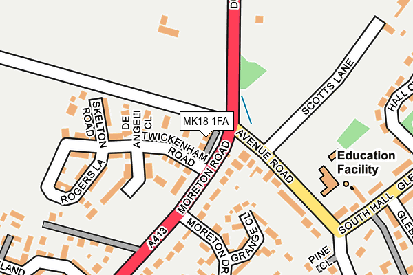 MK18 1FA map - OS OpenMap – Local (Ordnance Survey)