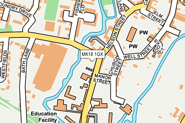 MK18 1GX map - OS OpenMap – Local (Ordnance Survey)