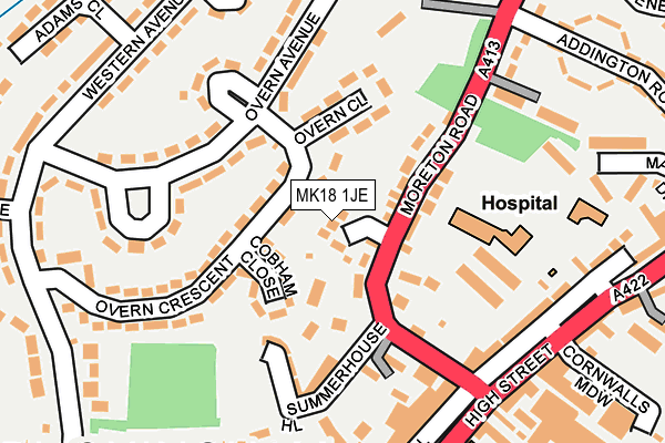 MK18 1JE map - OS OpenMap – Local (Ordnance Survey)