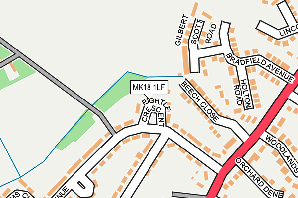 MK18 1LF map - OS OpenMap – Local (Ordnance Survey)