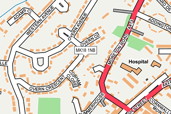 MK18 1NB map - OS OpenMap – Local (Ordnance Survey)