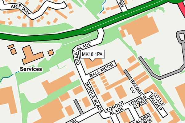 MK18 1PA map - OS OpenMap – Local (Ordnance Survey)