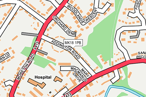 MK18 1PB map - OS OpenMap – Local (Ordnance Survey)