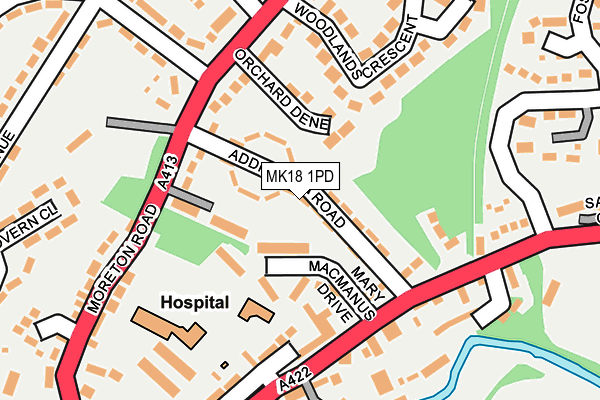 MK18 1PD map - OS OpenMap – Local (Ordnance Survey)