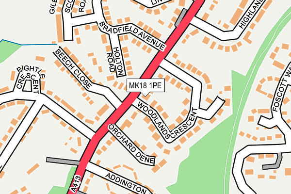 MK18 1PE map - OS OpenMap – Local (Ordnance Survey)