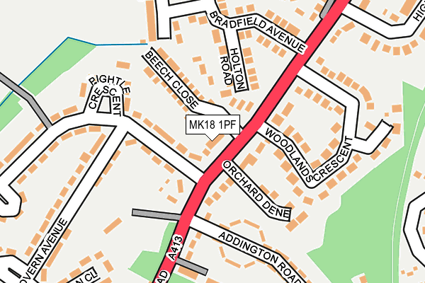 MK18 1PF map - OS OpenMap – Local (Ordnance Survey)