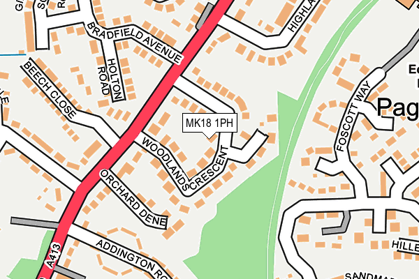 MK18 1PH map - OS OpenMap – Local (Ordnance Survey)