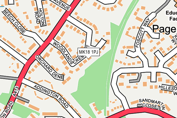 MK18 1PJ map - OS OpenMap – Local (Ordnance Survey)