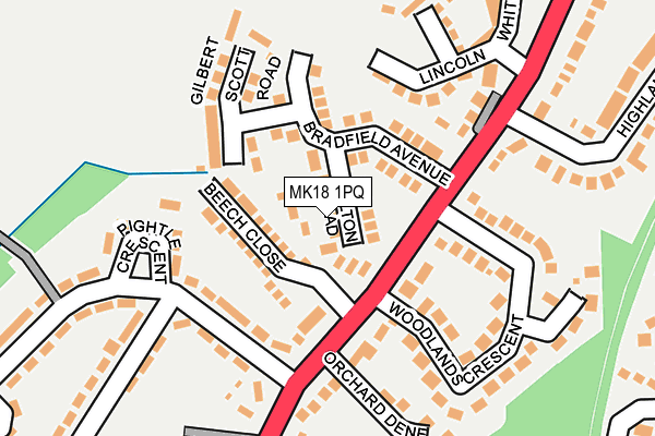 MK18 1PQ map - OS OpenMap – Local (Ordnance Survey)