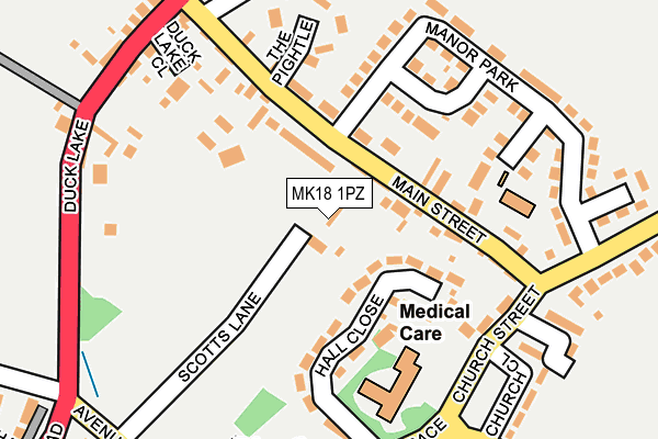 MK18 1PZ map - OS OpenMap – Local (Ordnance Survey)