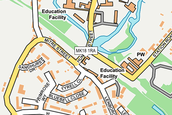 MK18 1RA map - OS OpenMap – Local (Ordnance Survey)