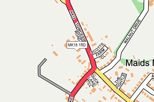 MK18 1RD map - OS OpenMap – Local (Ordnance Survey)