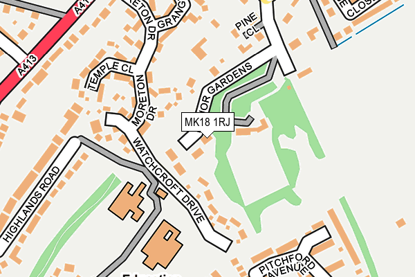 MK18 1RJ map - OS OpenMap – Local (Ordnance Survey)