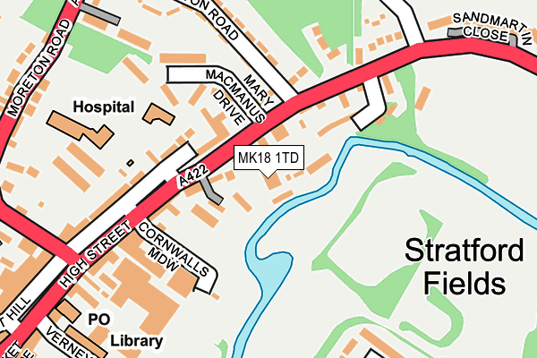 MK18 1TD map - OS OpenMap – Local (Ordnance Survey)