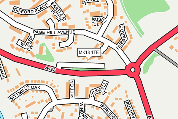 MK18 1TE map - OS OpenMap – Local (Ordnance Survey)