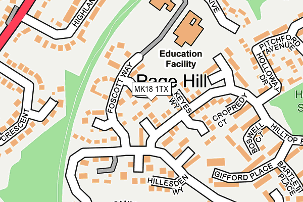 MK18 1TX map - OS OpenMap – Local (Ordnance Survey)