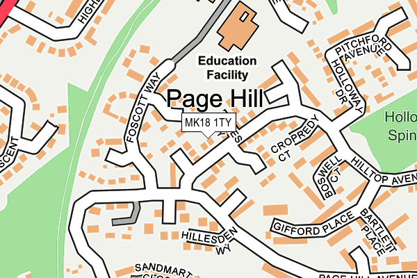 MK18 1TY map - OS OpenMap – Local (Ordnance Survey)