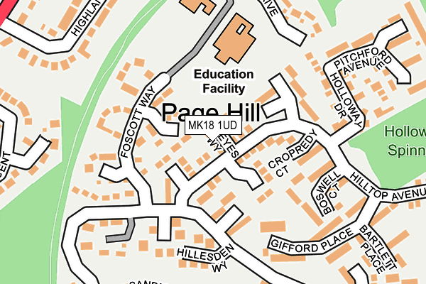 MK18 1UD map - OS OpenMap – Local (Ordnance Survey)