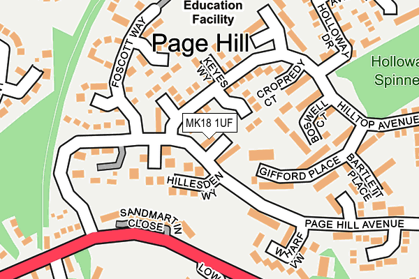 MK18 1UF map - OS OpenMap – Local (Ordnance Survey)